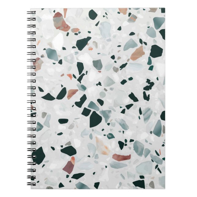 Caderno Espiral Abstrato moderno Terrazzo Pattern (Frente)