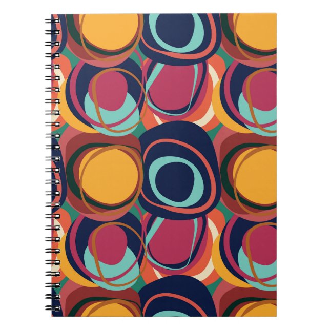 Caderno Espiral Abstrato natural forma sem soldadura com círculo (Frente)