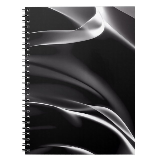 Caderno Espiral Abstrato Negro e Fumaça Branca (Frente)