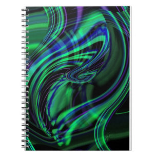 Caderno Espiral Abstrato Neon Aqua N Blue Waves