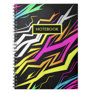 Caderno Espiral Abstrato Neon Stripes