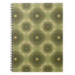 Caderno Espiral Abstrato Olive Green Flower Padrão Sem Costura