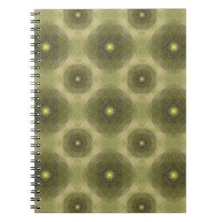 Caderno Espiral Abstrato Olive Green Flower Padrão Sem Costura