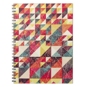 Caderno Espiral Abstrato, padrão de fundo geométrico de vintage,co