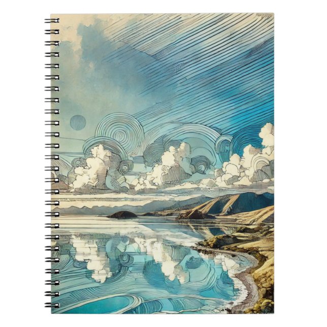 Caderno Espiral Abstrato Paisagem | Diário para notebook (Frente)