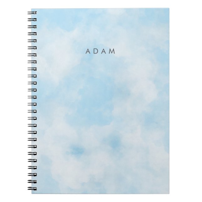 Caderno Espiral Abstrato Pastel Blue Sky Clouds Personalizar (Frente)