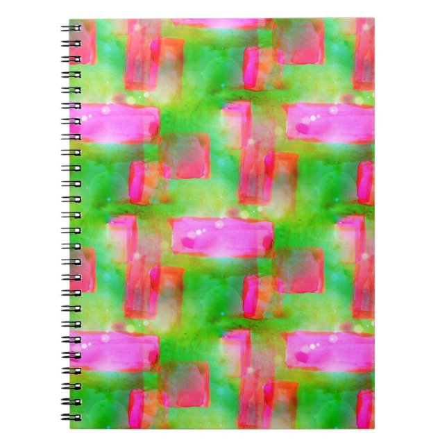 Caderno Espiral Abstrato pintado amarelo, rosa da luz solar (Frente)