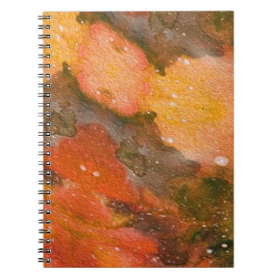 Caderno Espiral Abstrato pintado manualmente com aquarela. Belo fu