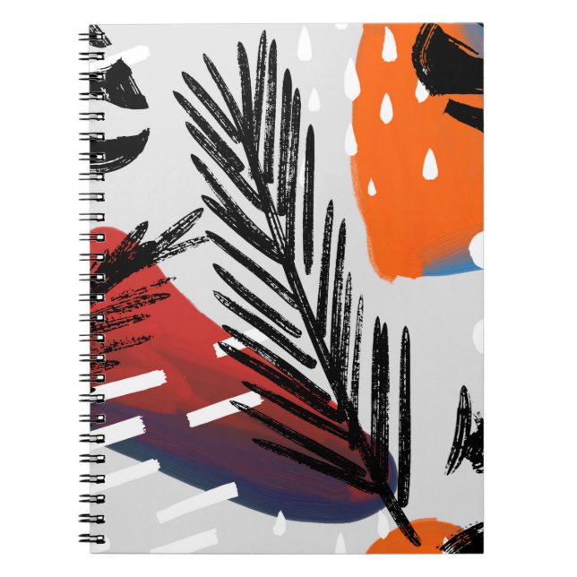 Caderno Espiral Abstrato pintando um padrão uniforme com elemento  (Frente)