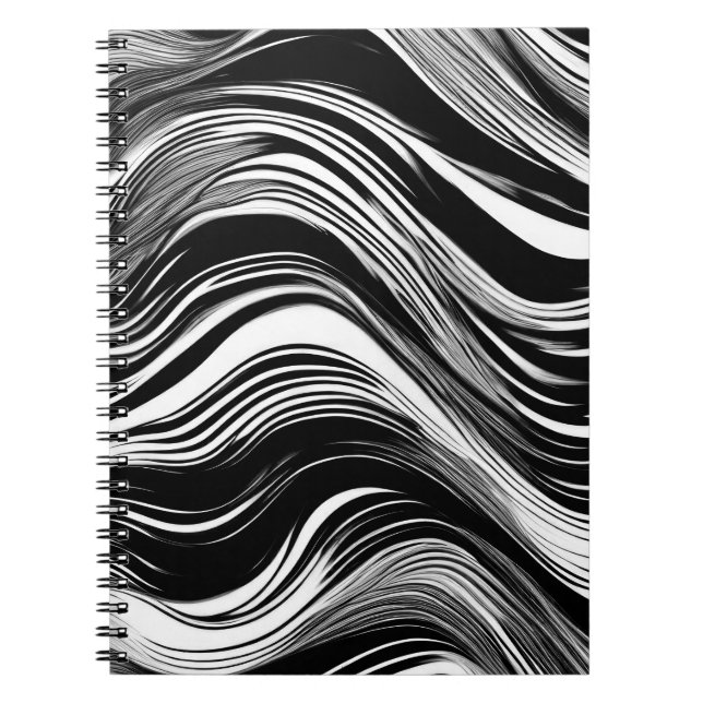 Caderno Espiral Abstrato preto e branco (Frente)