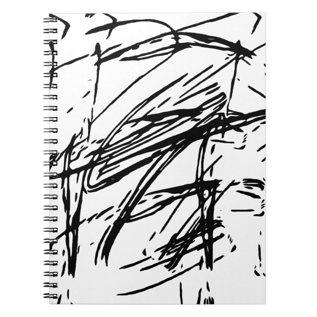 Caderno Espiral Abstrato preto e branco (Frente)