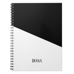 Caderno Espiral Abstrato preto e branco personalizáveis