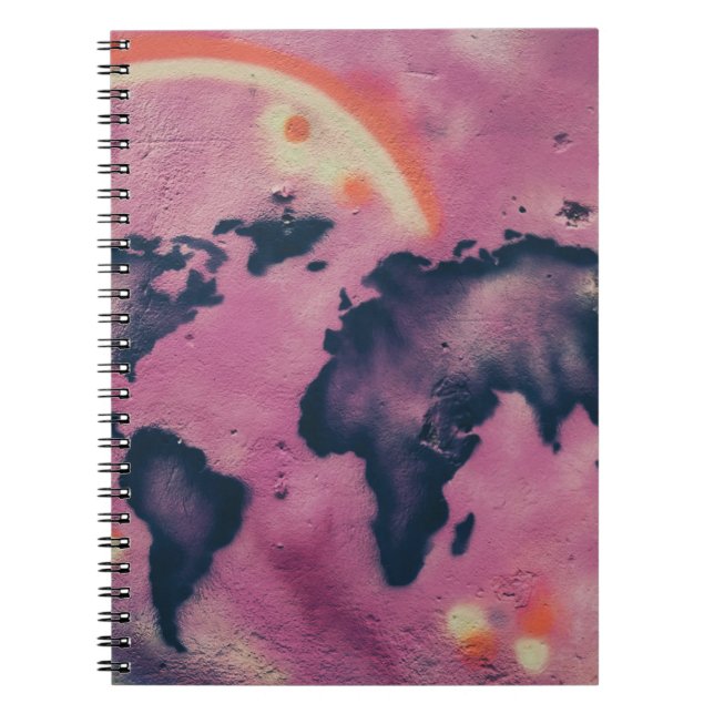 Caderno Espiral Abstrato preto e rosa (Frente)