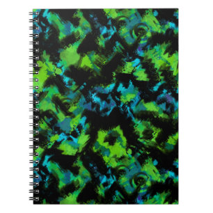 Caderno Espiral Abstrato preto e verde