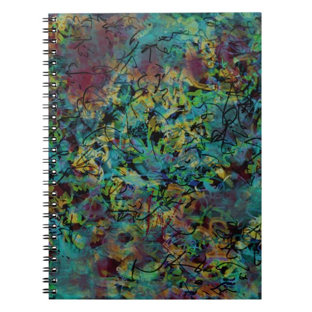 Caderno Espiral Abstrato Rabiscado Multicolorido (Frente)
