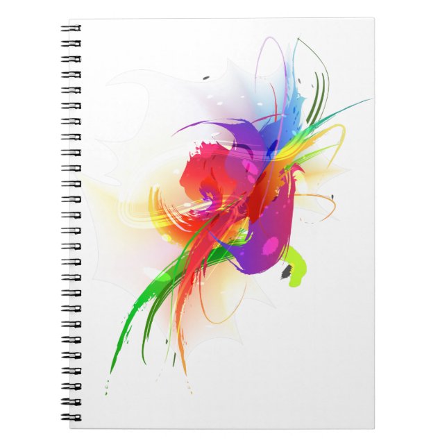 Caderno Espiral Abstrato Rainbow Lorikeet Paint Splatters (Frente)