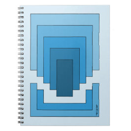 Caderno Espiral Abstrato retangular em azul