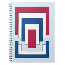 Caderno Espiral Abstrato retângulo em vermelho, branco e azul