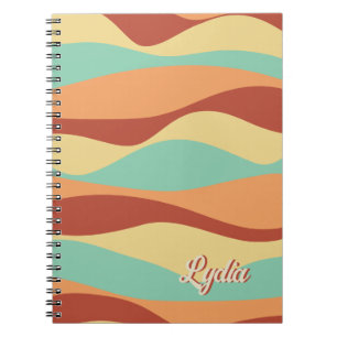 Caderno Espiral Abstrato Retro 1970s - stripes Adicionar nome