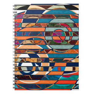 Caderno Espiral Abstrato sem costura, coloração com faixas geom