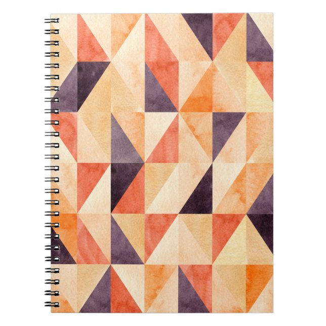 Caderno Espiral Abstrato sem costura com mosaico triangular e (Frente)