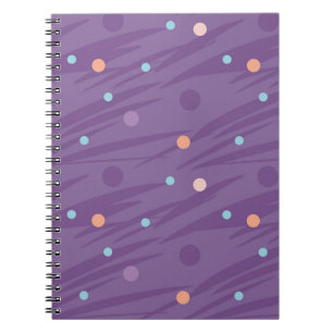 Caderno Espiral Abstrato sem soldadura de púrpura com círculos e 