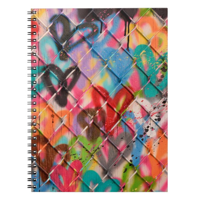 Caderno Espiral Abstrato Spray Paint Texture Background art, rua, (Frente)