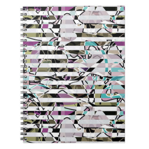 Caderno Espiral Abstrato stripes de padrão listradas beige turques