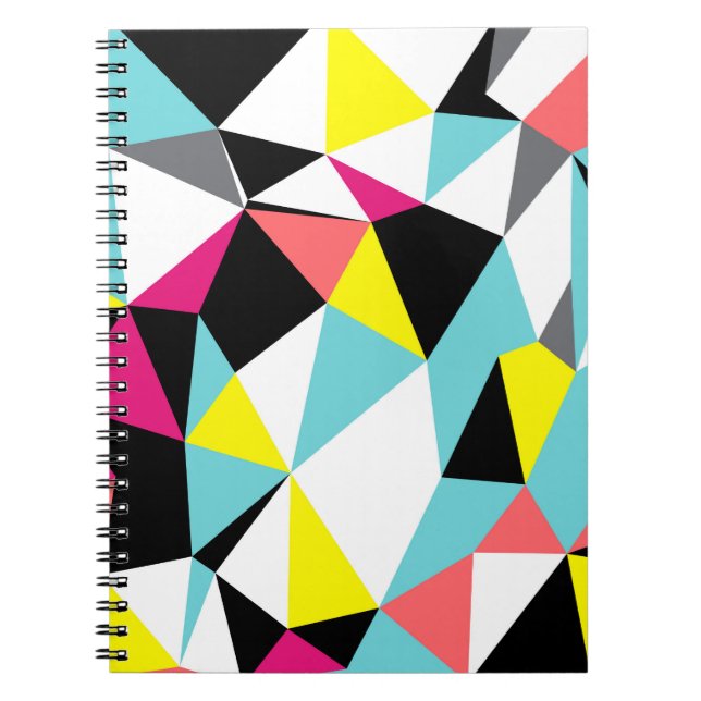 Caderno Espiral Abstrato triângulos geométricos de fundo (Frente)