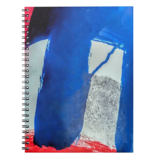 Caderno Espiral Abstrato vermelho, branco e azul - notebook (Frente)
