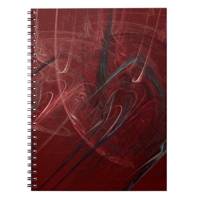 Caderno Espiral Abstrato vermelho e preto (Frente)