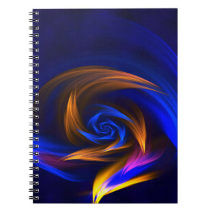 Caderno Espiral Abstrato Vortex Forma Azul Laranja