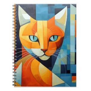 Caderno Espiral Abstrato Whiskers: Gato Laranja