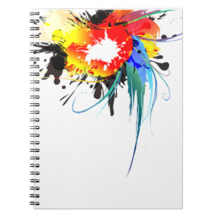 Caderno Espiral Abstrato Wild Parrot Paint Splatters