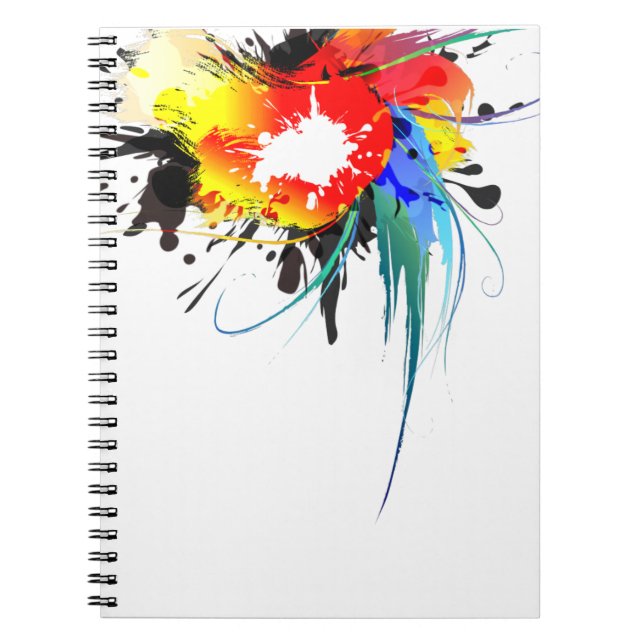 Caderno Espiral Abstrato Wild Parrot Paint Splatters (Frente)