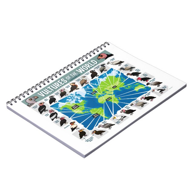 Caderno Espiral Abutres do mapa do mundo (Left Side)