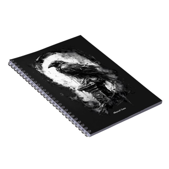 Caderno Espiral Abyssal Gaze Heavy Metal Raven Skull (Lado Direito)
