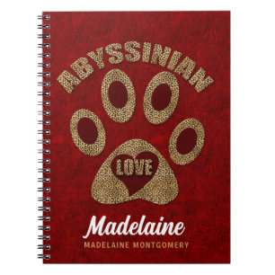 Caderno Espiral Abyssinian Cat Breed Custom Red Cheetah