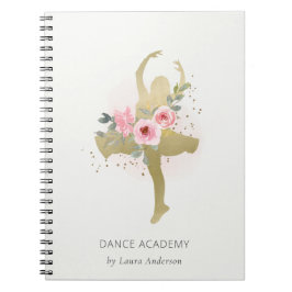 Caderno Espiral Academia de Dançarinas Floral Dourada Blush