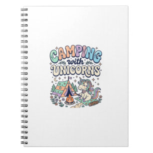 Caderno Espiral Acampamento de Unicórnio com Adesivo Kawaii de Uni