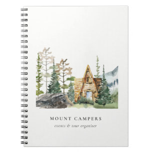 Caderno Espiral Acampamento Rustic Pine Woods Watercolor