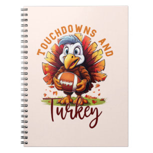 Caderno Espiral Ação de Graças de Touchdown e Turquia