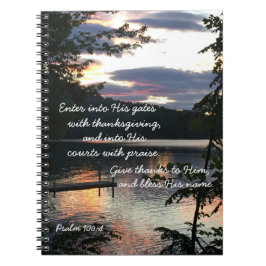 Caderno Espiral Ação de Graças Psalm 100:4 Squam Lake Sunrise Foto