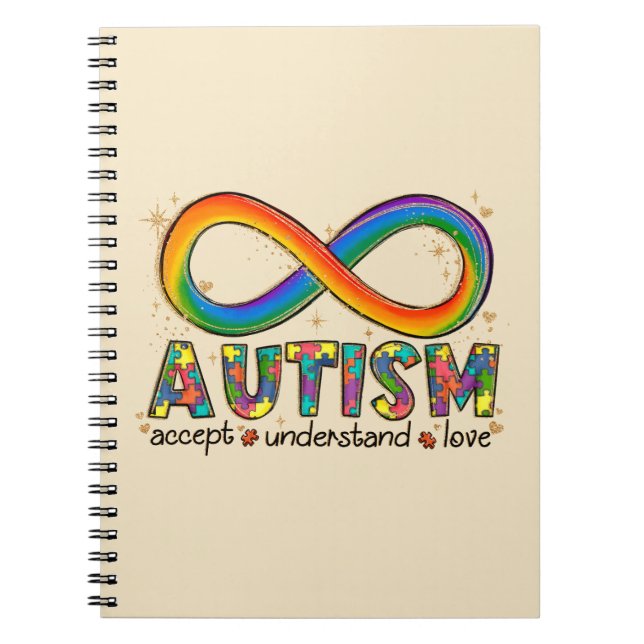 Caderno Espiral Aceitar o Amor Compreender - Consciência do Autism (Frente)