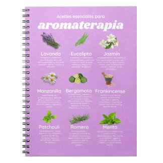Caderno Espiral Aceites esenciales aromaterapia español lavanda