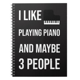 Caderno Espiral Acessórios de Piano Engraçados Pretos Presentes Hu