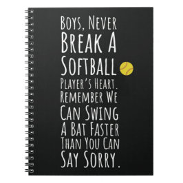 Caderno Espiral Acessórios De Softball Oferecem Atleta Esportiva P