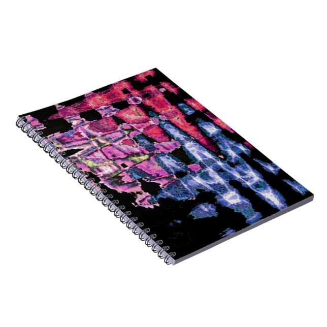 Caderno Espiral Achempong Modern Synthwave: Rosa Azul Abstrato (Lado Direito)