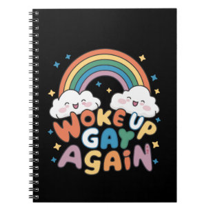 Caderno Espiral Acordou Gay Novamente Mês do Orgulho LGBT Groovy