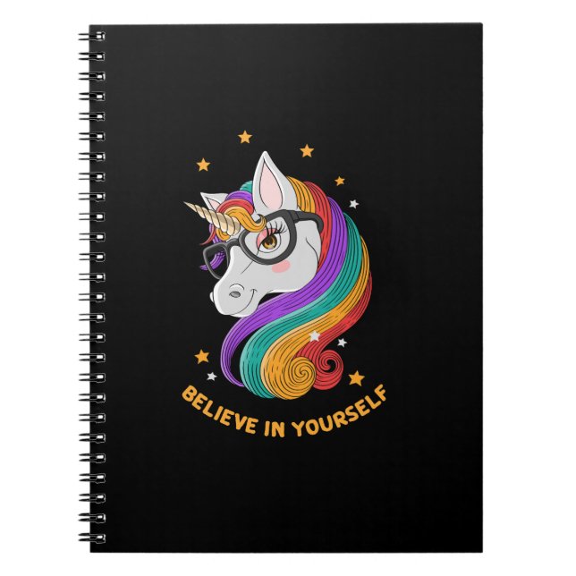 Caderno Espiral Acredite em si mesmo Unicórnio (Frente)
